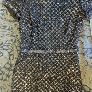 Aqua Black and Silver Sequin Dress